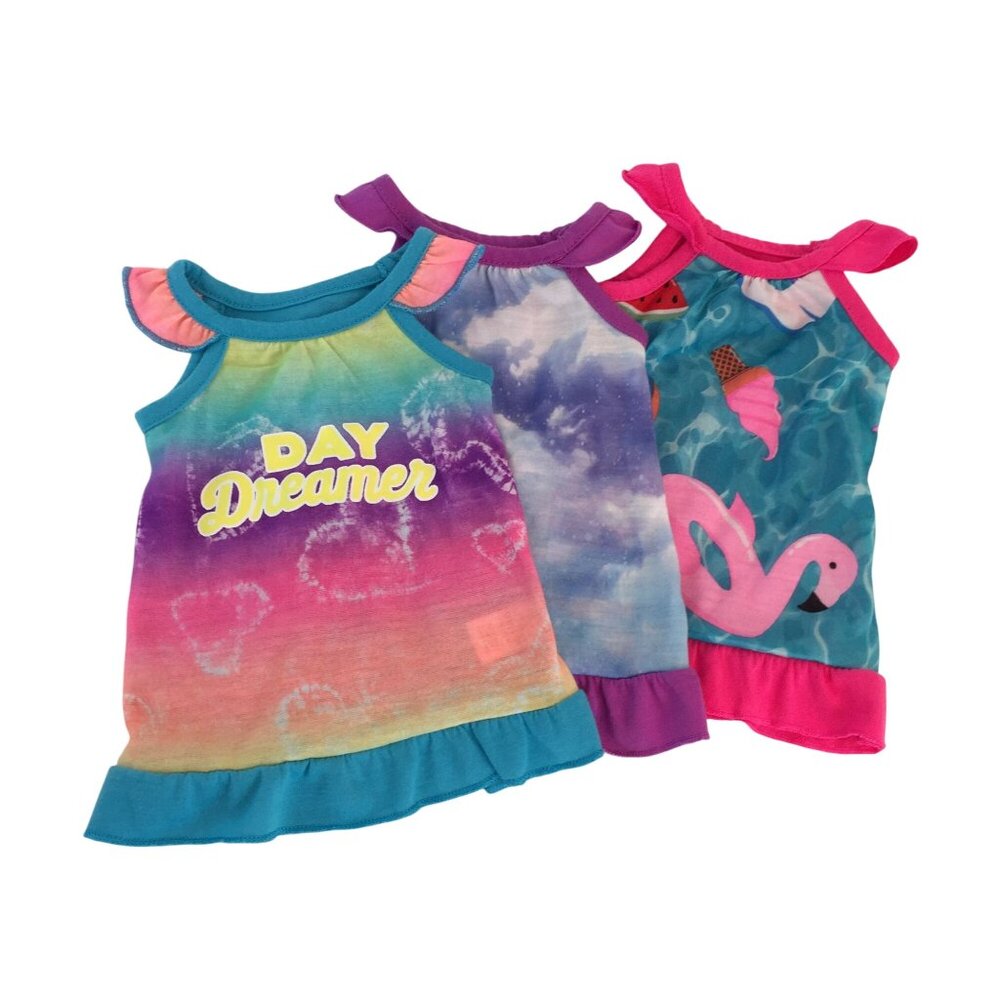 Kohls 18" Baby Doll Nightgown Pajamas Pink Blue‎ Purple Lot of 3